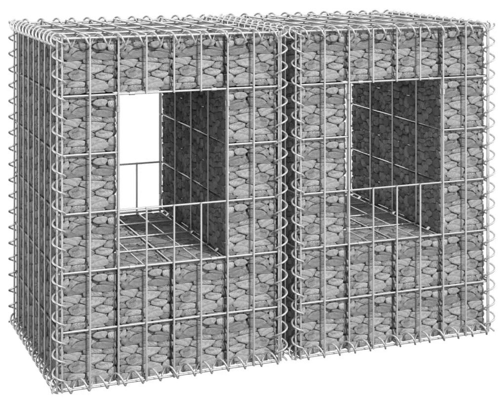 vidaXL Postes/cestos gabião 2 pcs 40x40x60 cm ferro