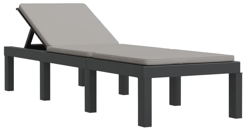 3 pcs conjunto lounge de jardim com almofadões PP antracite
