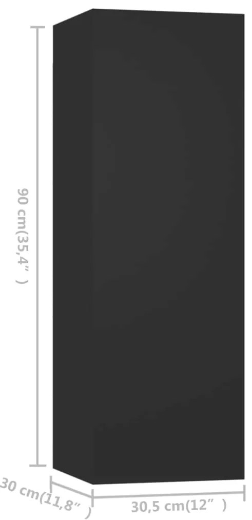 4 pcs conjunto de móveis de TV derivados de madeira preto