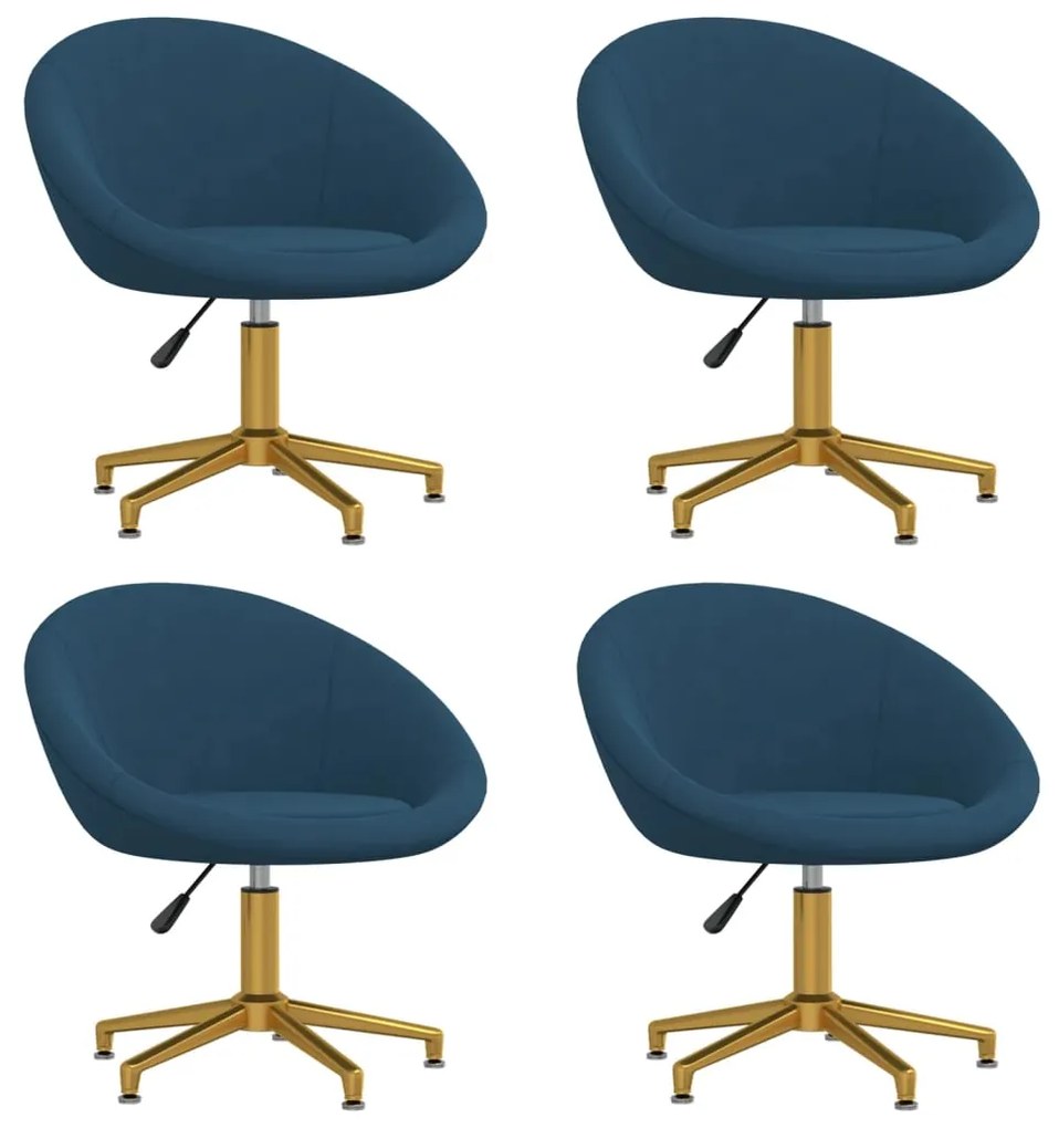 vidaXL Cadeiras de jantar 4 pcs veludo azul