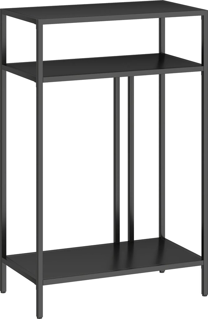 HOMCOM Aparador 3 Níveis Mesa de Entrada Estreita Estrutura em Aço para Sala e Corredor 55 cm Preto | Aosom Portugal