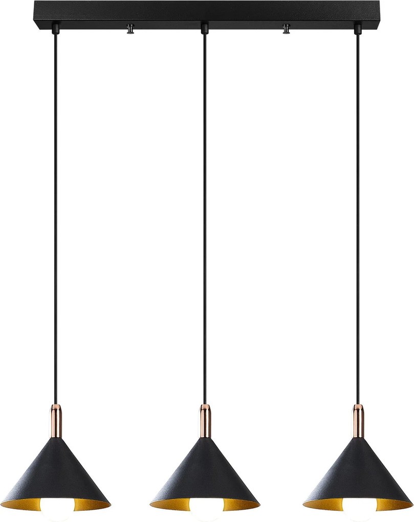 Chandelier Berceste – Preto – 37 cm Diâmetro, 122 cm Altura