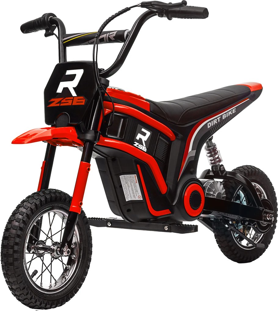 Mota de motocross elétrica para crianças, moto elétrica infantil, motor de 350 W, bateria de 12 V, 8-16 km/h, pneus insufláveis de 12'', vermelha