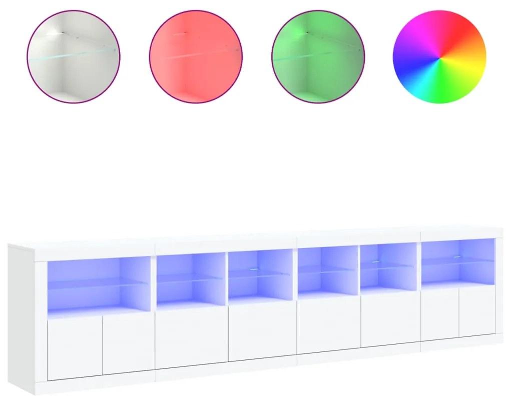 Aparador com luzes LED 283x37x67 cm branco