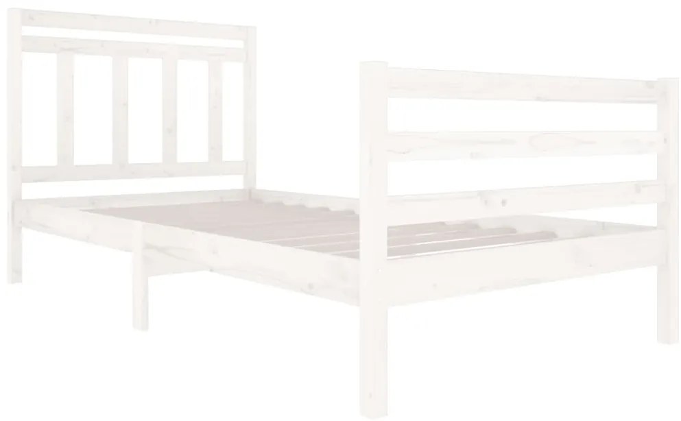 Estrutura de cama 100x200 cm madeira maciça branco