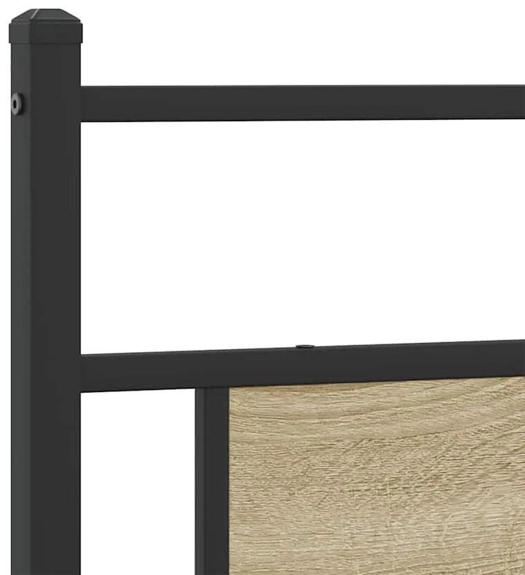 Estrutura de cama sem colchão 200x200cm metal carvalho sonoma