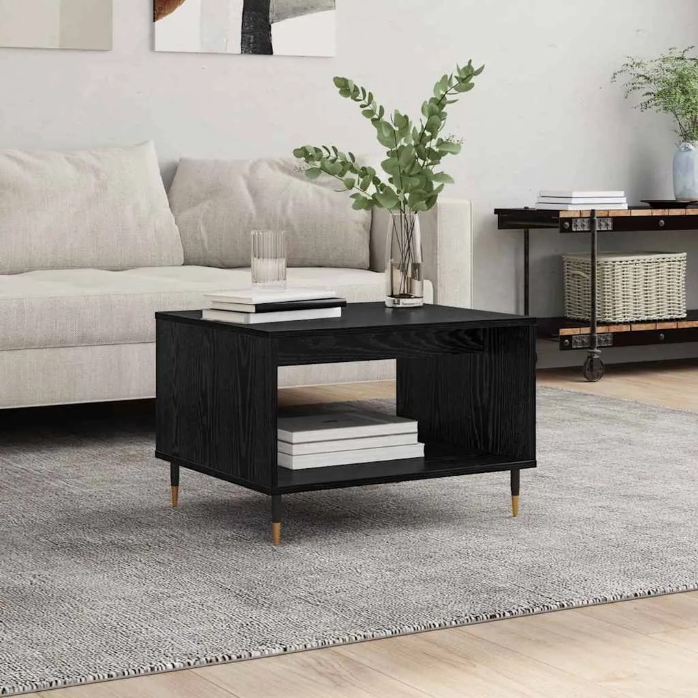 vidaXL Mesa de centro Carvalho preto 60 x 50 x 40 cm