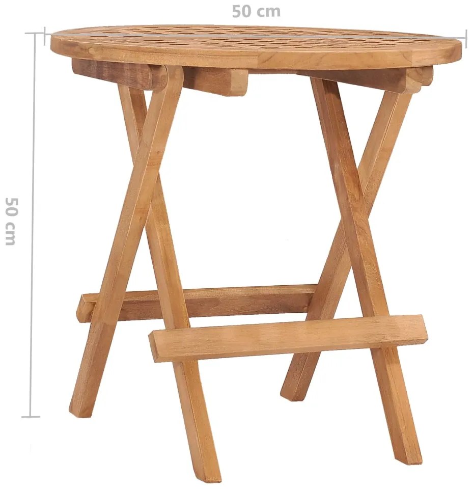 3 pcs conjunto jantar dobrável p/ exterior madeira teca maciça