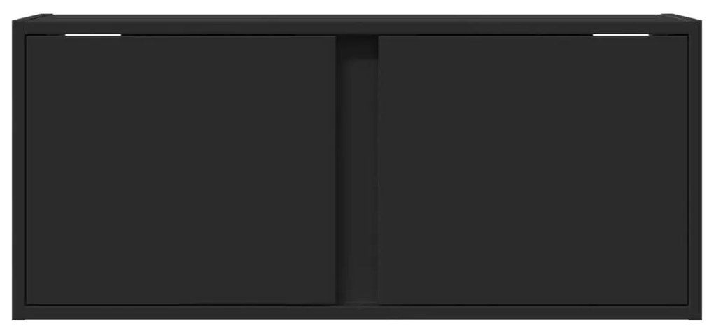 Móvel de parede para TV com luzes LED 80x31x35 cm preto
