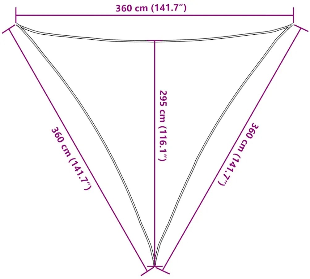 Para-sol vela triangular 160 g/m² 3,6x3,6x3,6 m PEAD areia