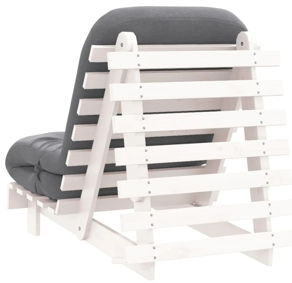 Sofá-cama futon com colchão 70x206x11 cm pinho maciço branco