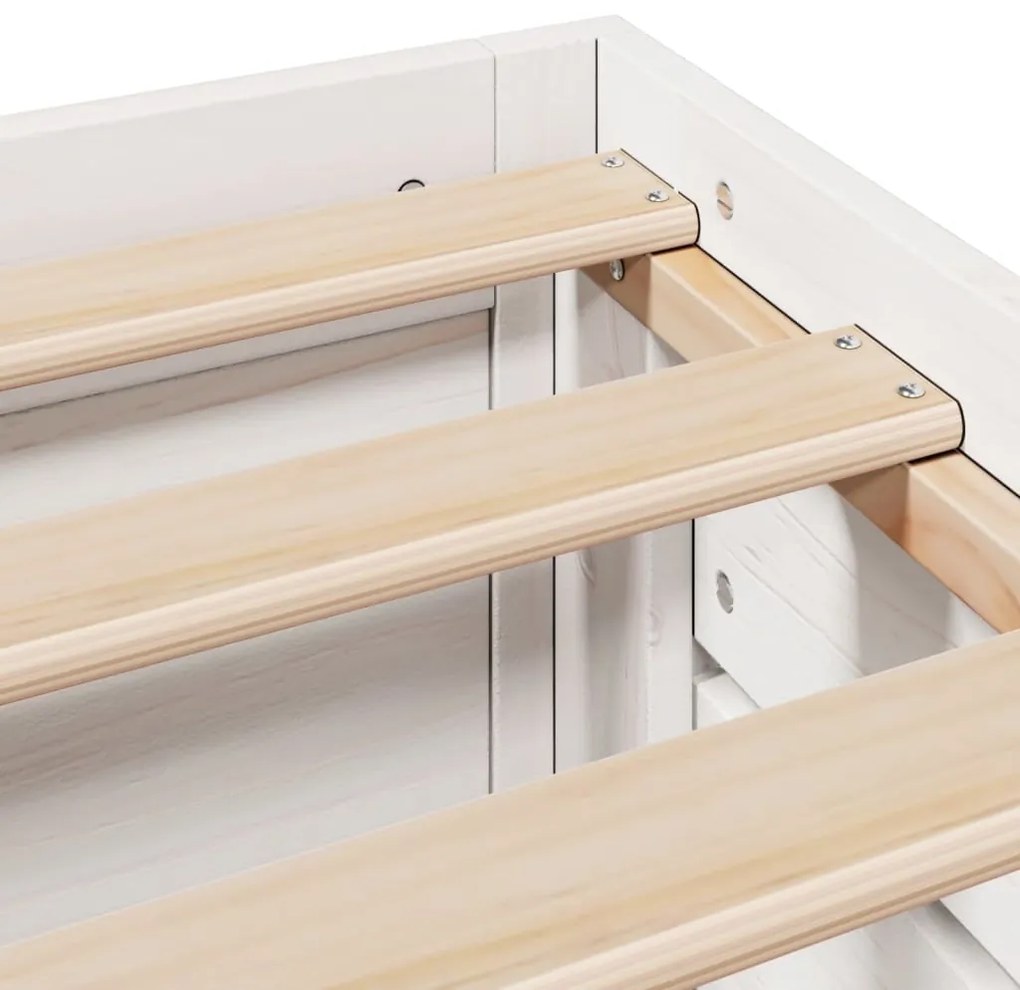 Cama sem colchão com gavetas 160x200 cm pinho maciço branco