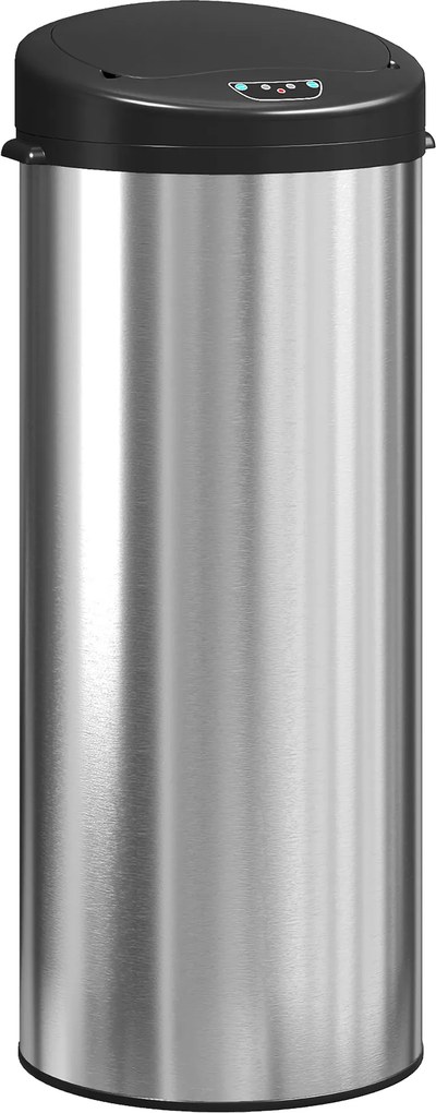 HOMCOM Balde de Lixo de Cozinha Automático 55 L em Aço Inoxidável com Sensor Infravermelho Fechamento Suave 32x30x78,5 cm Prateado | Aosom Portugal