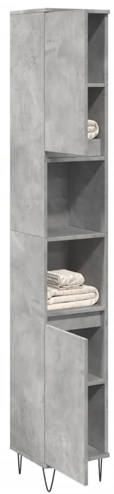 vidaXL Armário WC 30x30x190 cm derivados de madeira cinzento cimento