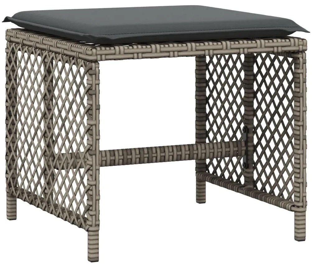 13 pcs conjunto jantar p/ jardim c/ almofadões vime PE cinzento