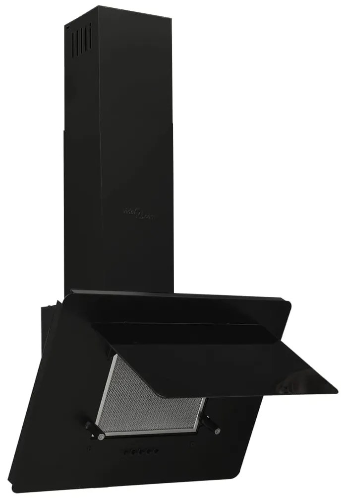 Exaustor de parede 60 cm aço inoxidável e vidro temperado preto