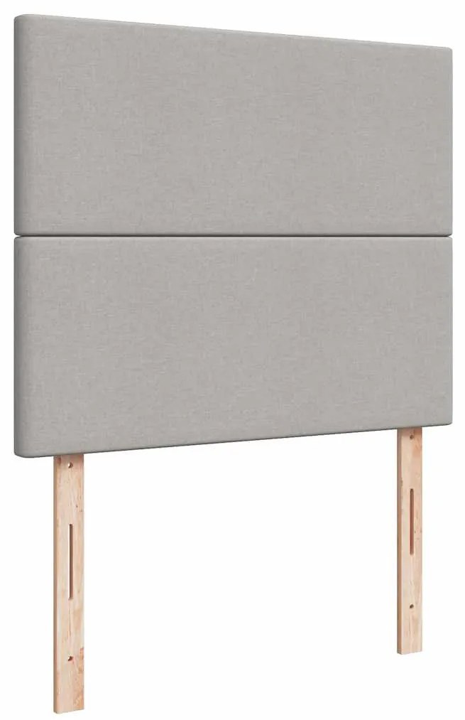 Cama box spring c/ colchão e LED 120x190 cm tecido cinza-claro