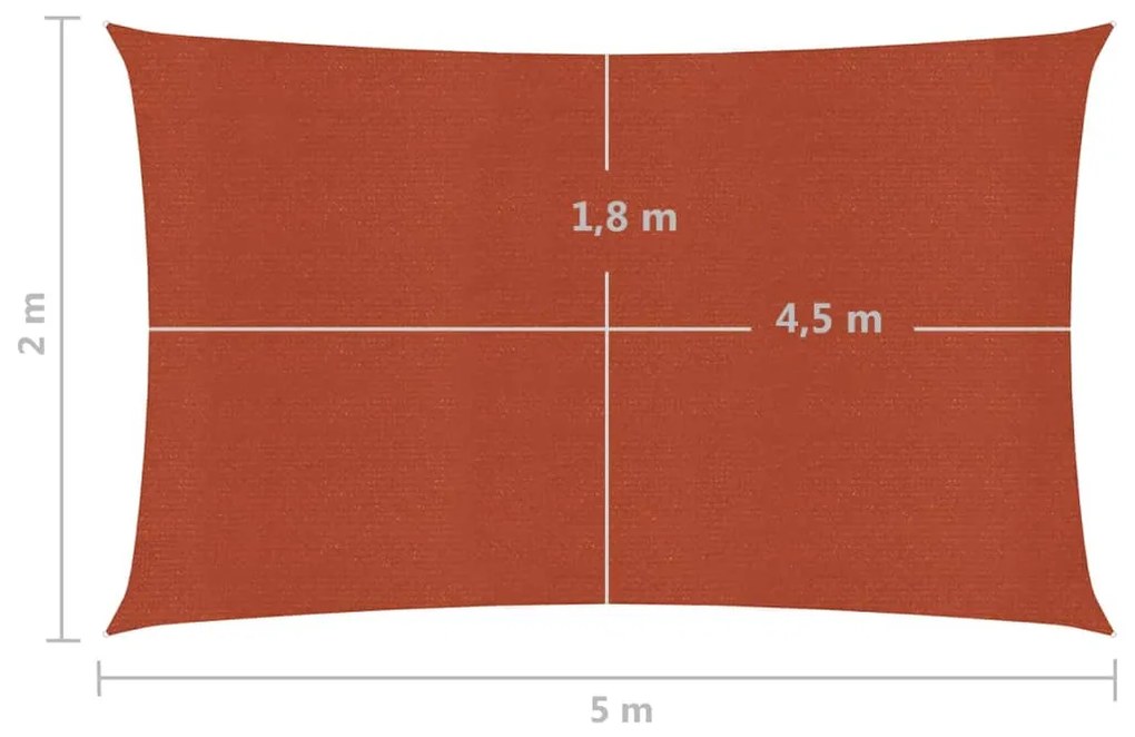 Para-sol estilo vela 160 g/m² 2x5 m PEAD terracota