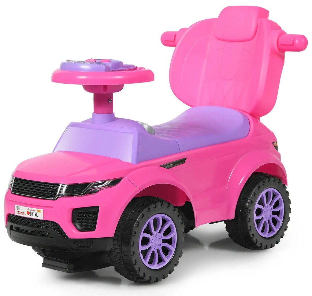 Carrinho de passeio 3 em 1 para crianças, carrinho deslizante com música - branco