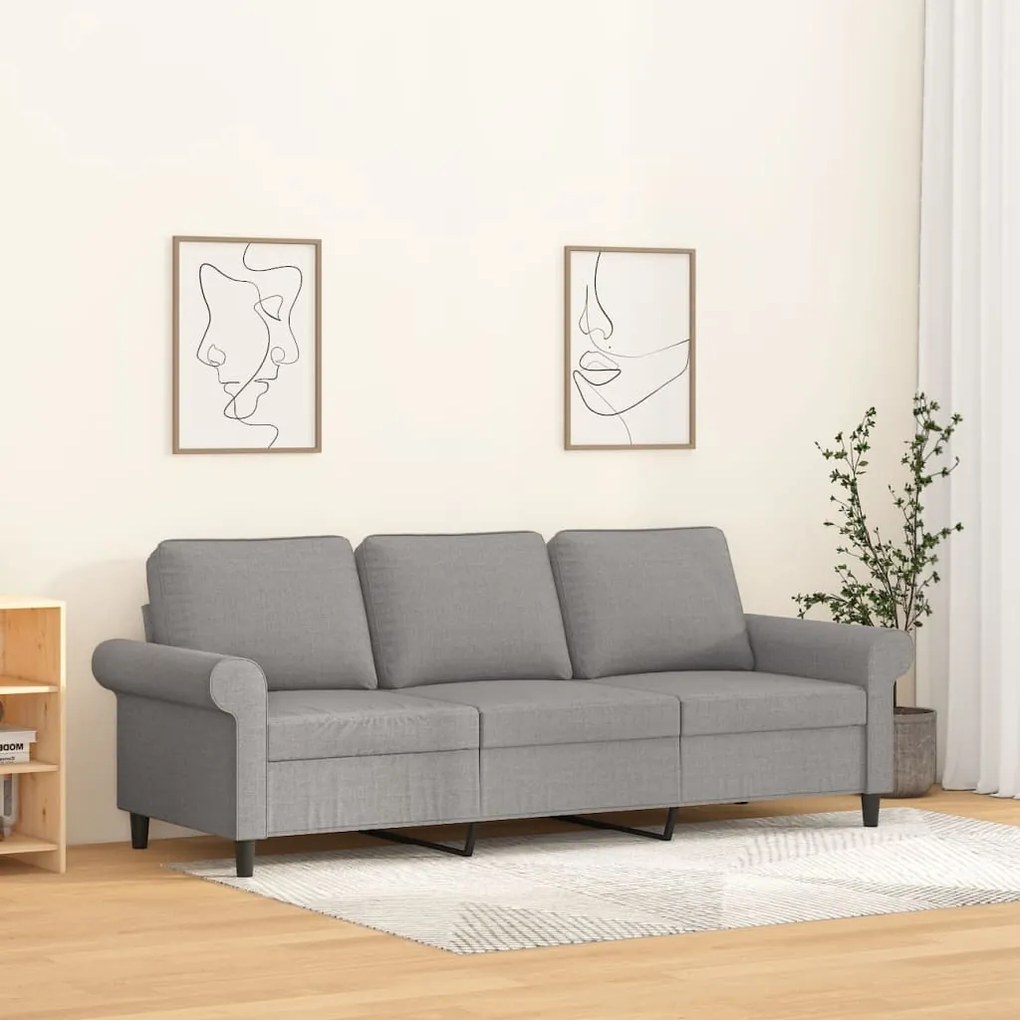 349201 vidaXL Sofá de 3 lugares 180 cm tecido cinza-claro