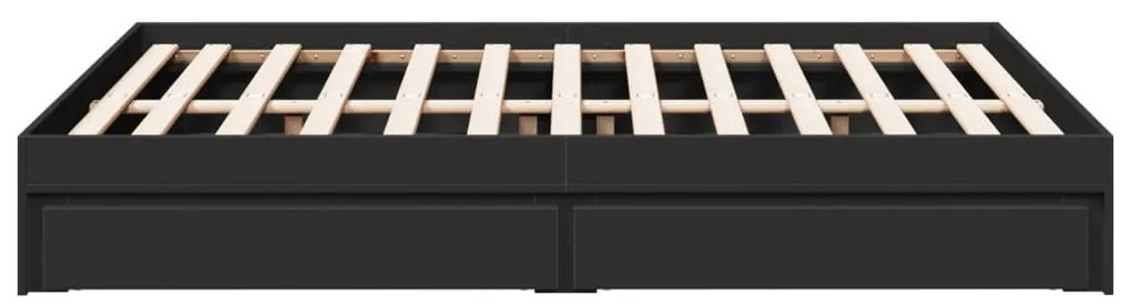 Estrutura de cama c/ gavetas 135x190 cm derivados madeira preto