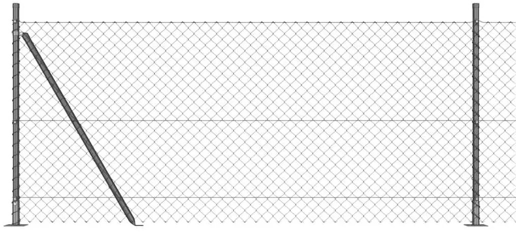 Conjunto de Postes de Cerca Prateado Largo Aço Galvanizado