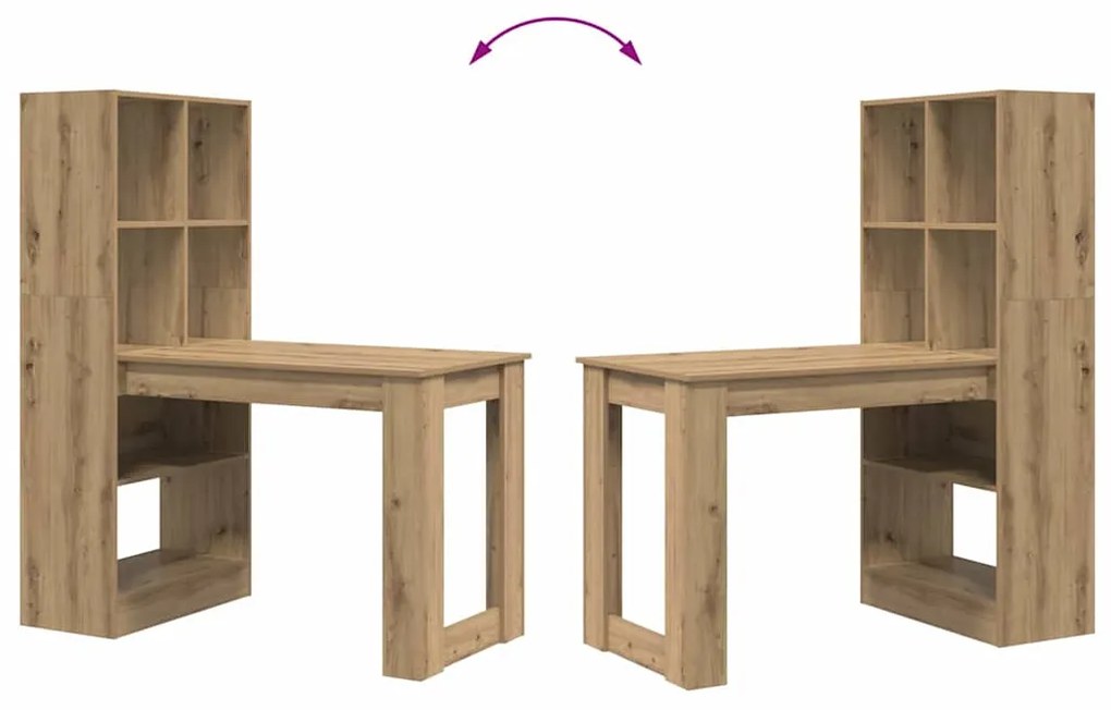 Mesa com prateleira com armazenamento carvalho artisiano 122 x 67 x 14