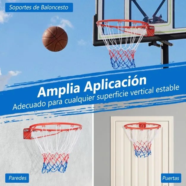 Cesto de basquetebol de 45 cm para montagem na parede com rede Laranja