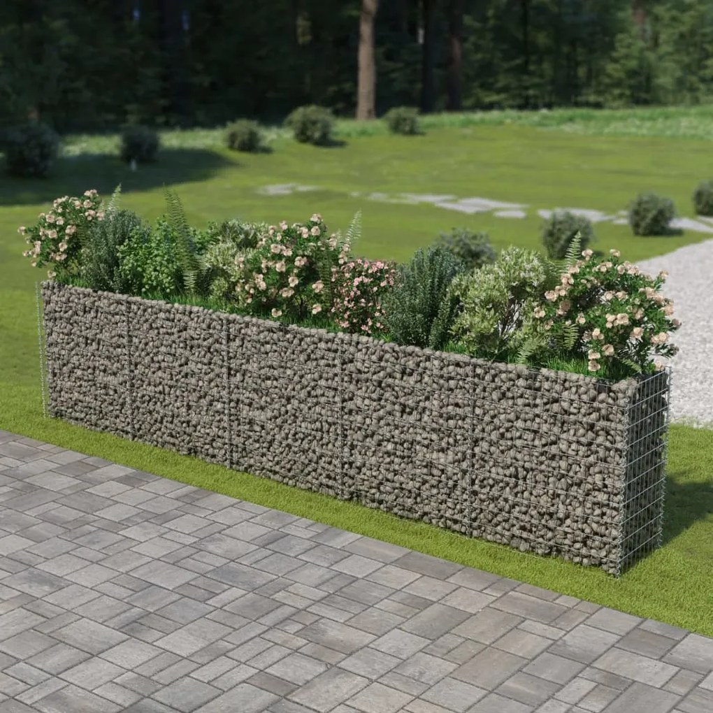 vidaXL Canteiro elevado/cesto gabião 450x50x100 cm aço galvanizado