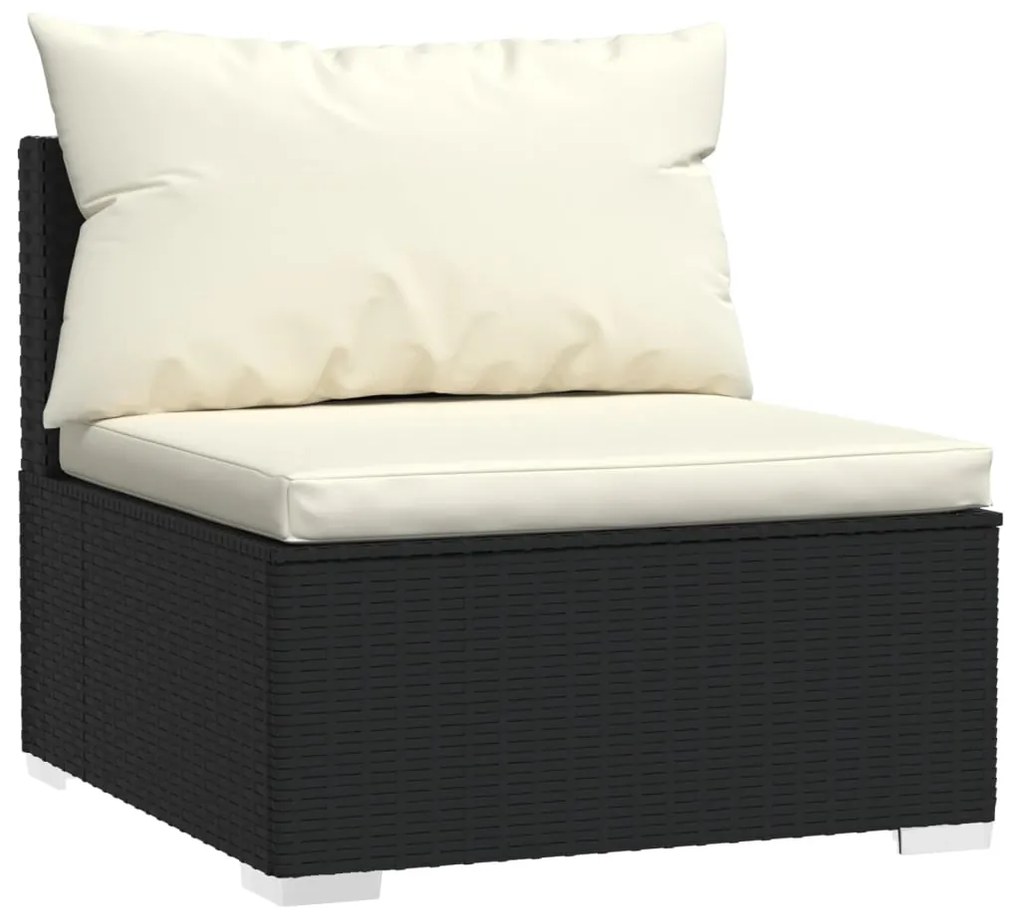 13 pcs conjunto lounge de jardim c/ almofadões vime PE preto