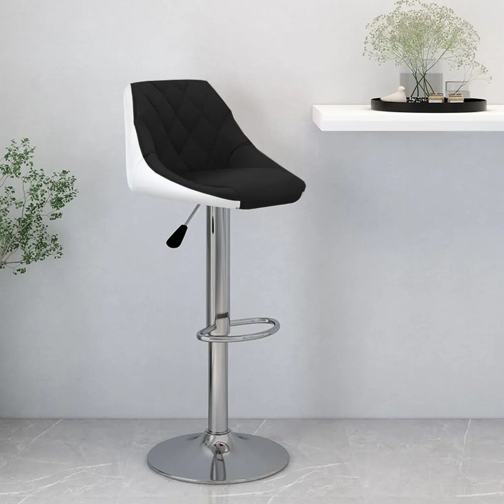 vidaXL Banco de bar couro artificial preto e branco