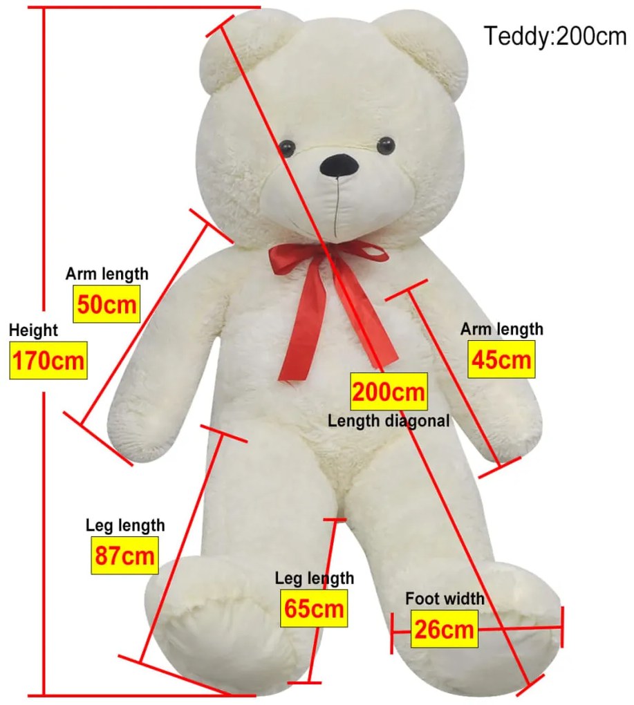 Urso de peluche 170 cm branco