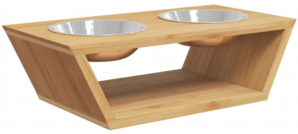Taças elevadas para cães 35,5x18x10,5 cm bambu