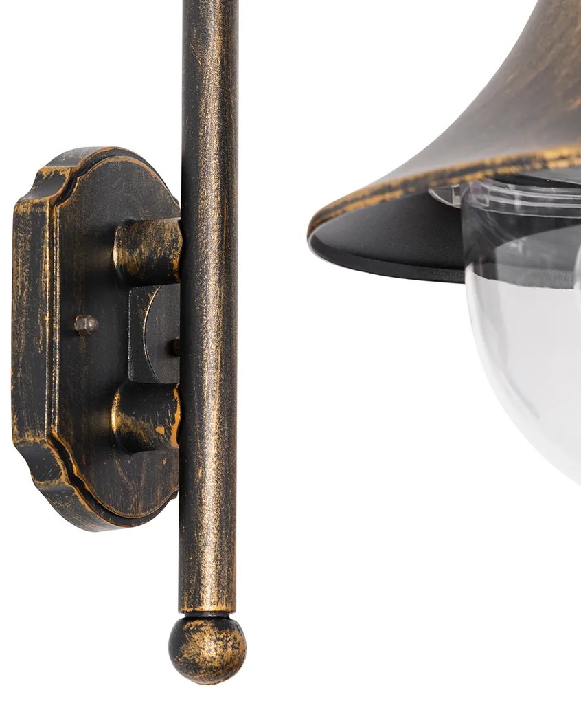 Candeeiro de parede exterior inteligente dourado antigo IP44 incl. Wifi A60 - Daphne