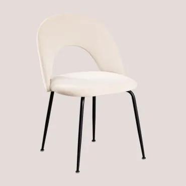 Cadeira de Jantar de Veludo Glorys Style Crema & Negro - Sklum