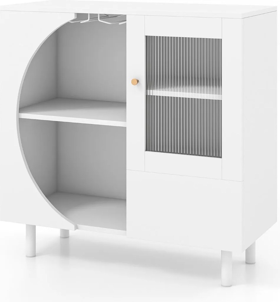 Aparador Esposende com Suporte para Copos e Portas de Vidro – 80x30x80