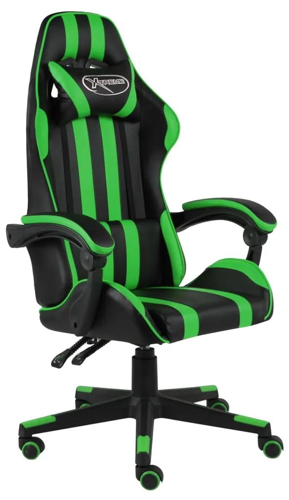 20521 vidaXL Cadeira estilo corrida couro artificial preto e verde
