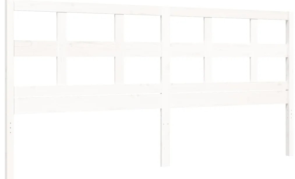 Estrutura de cama com cabeceira 200x200cm madeira maciça branco