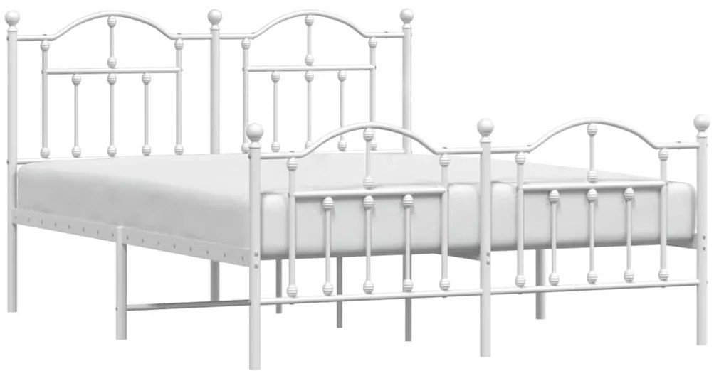 Estrutura de cama com cabeceira e pés 135x190 cm metal branco