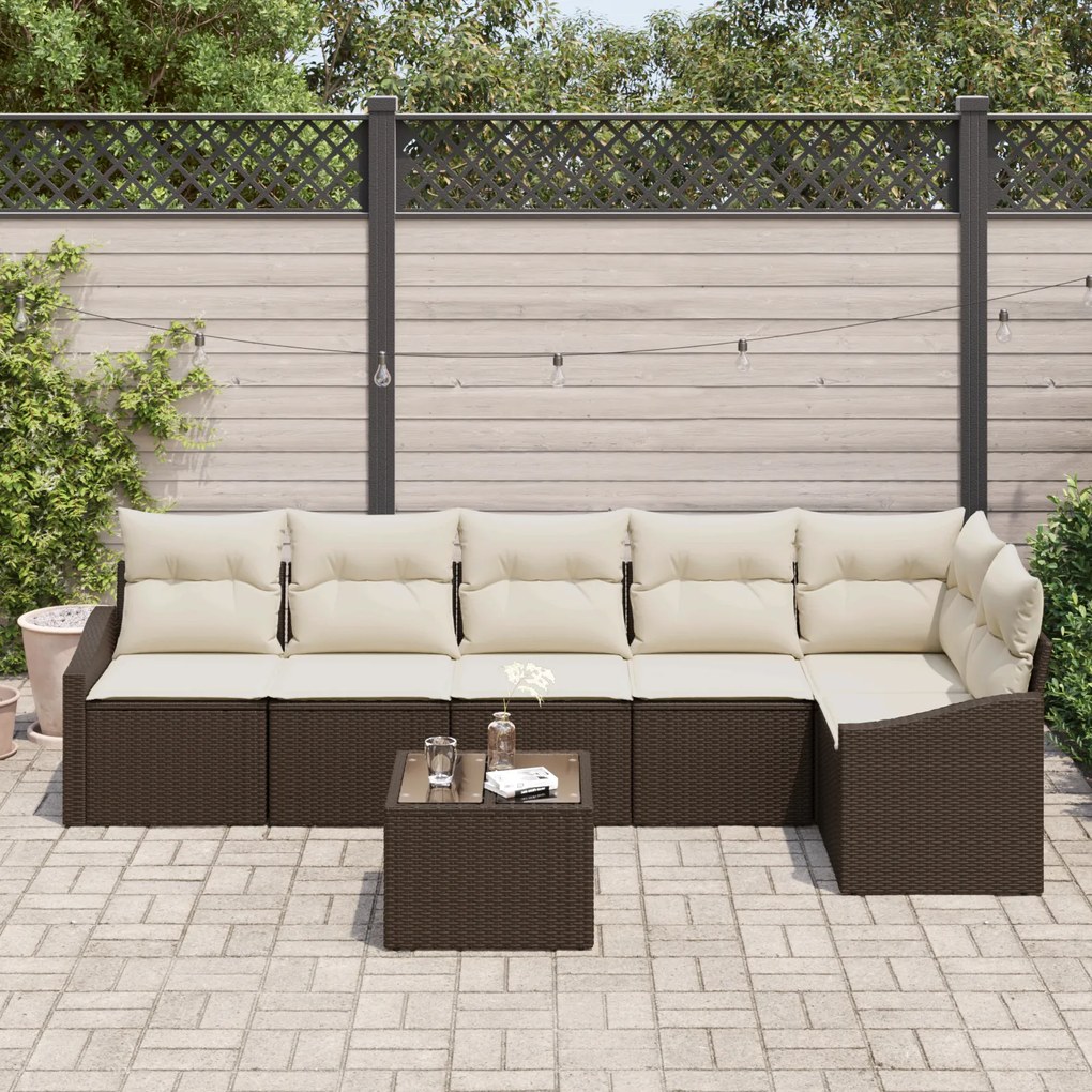 Conjunto de Jantar de Jardim com 6 Peças e Almofadas em Rattan Cinza