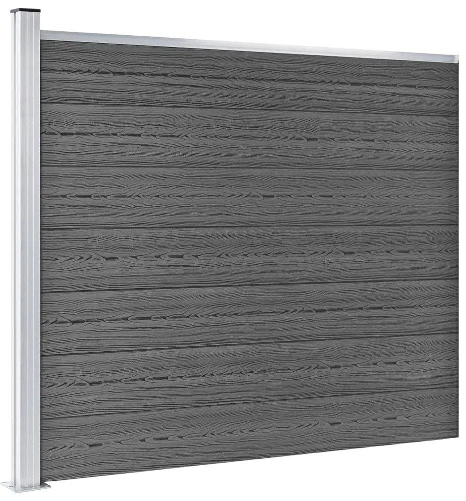 Conjunto painel de cerca 353x146 cm WPC preto
