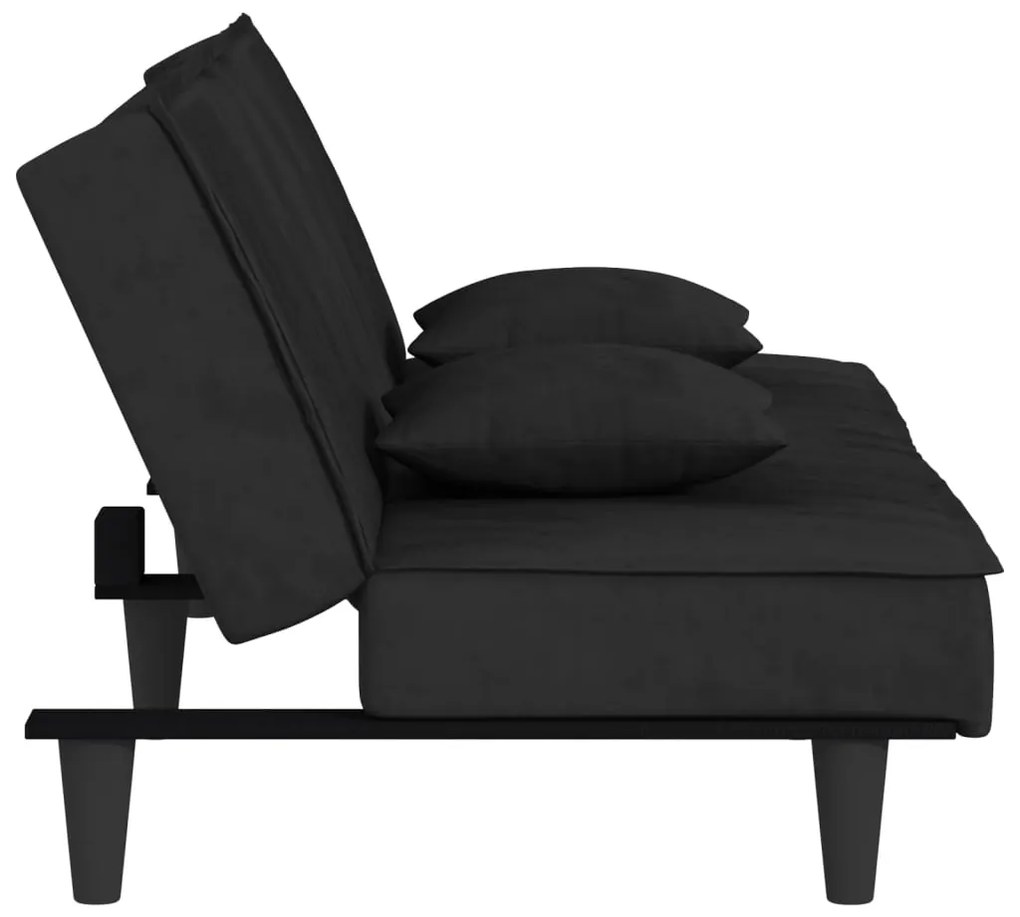 Sofá-cama veludo preto