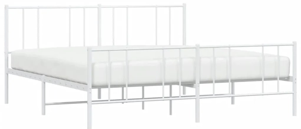 Estrutura de cama com cabeceira e pés 183x213 cm metal branco