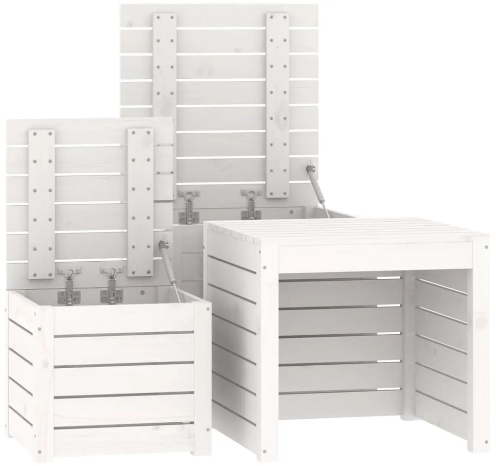 3 pcs conjunto de caixas de jardim pinho maciço branco