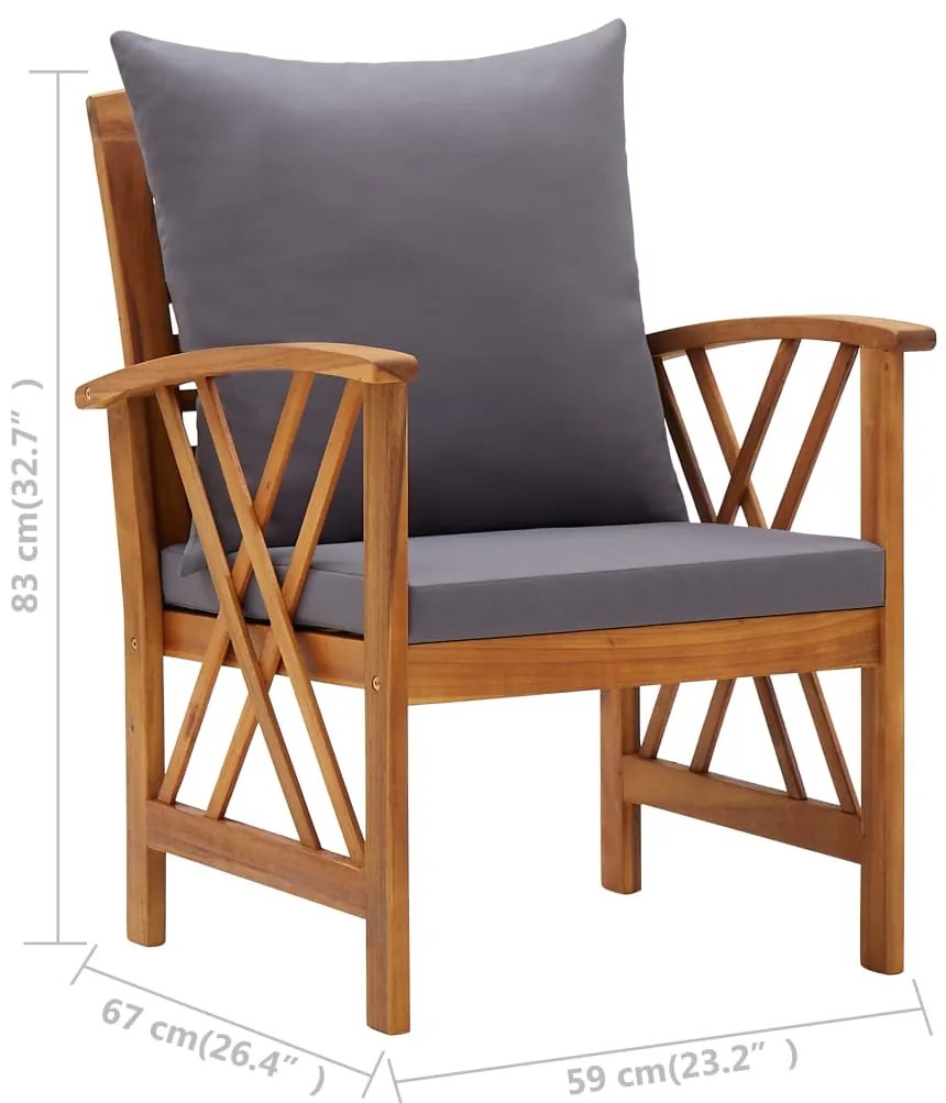 5 pcs conjunto lounge de jardim com almofadões acácia maciça