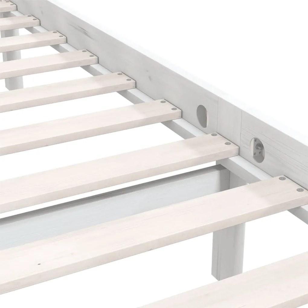 Estrutura de cama 90x200 cm pinho maciço branco