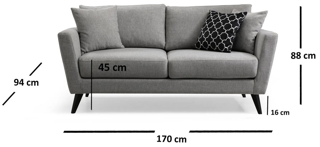 Sofá de 2 Lugares Mayorka – Cinzento – 170x94x88 cm