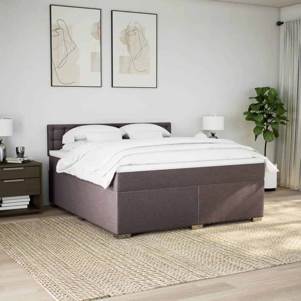 Cama com molas/colchão 180x200 cm tecido castanho-escuro