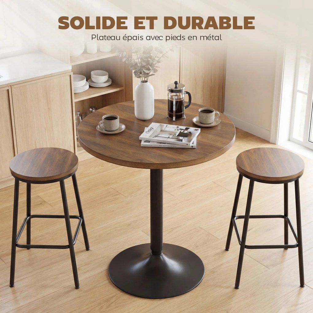 Mesa de bar redonda de 60 cm (BANCOS NÃO INCLUIDOS), mesa alta de cozinha para refeições em pé com patins antiderrapantes, para cozinha, sala de estar