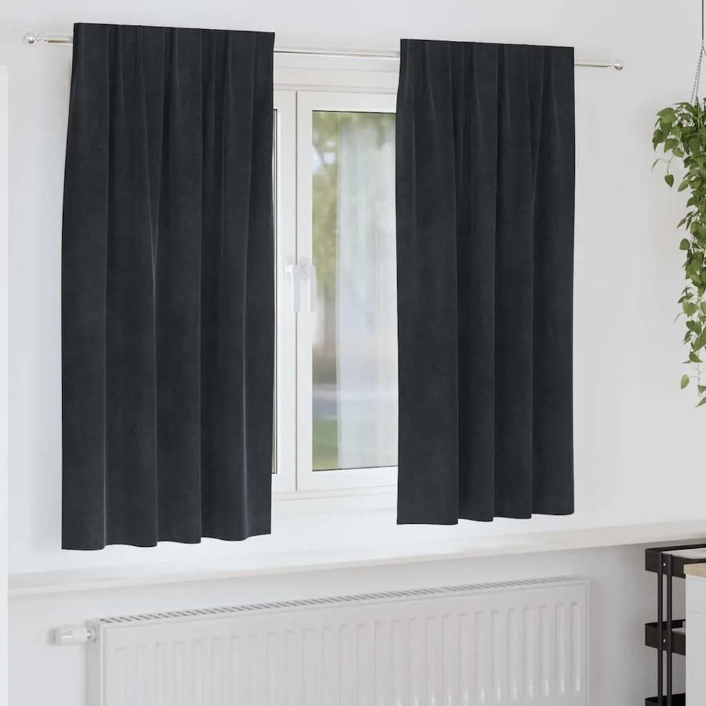 vidaXL Cortinas opacas 2 pcs Preto 140 x 175 cm Veludo